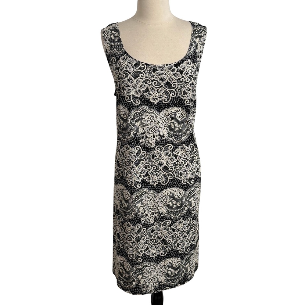 R&M Richards‎ Woman's Sleeveless Floral Lace Print Motif Sheath Dress
